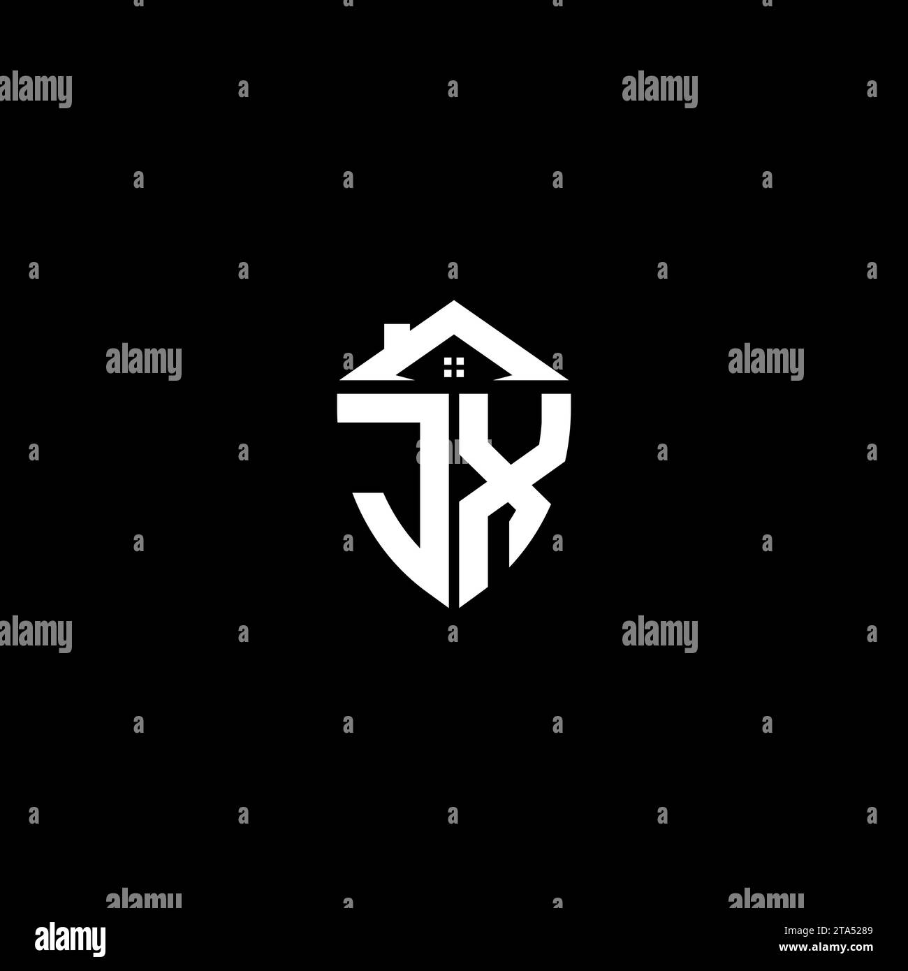 JX initials premium shield logo monogram with home designs modern templates Stock Vector