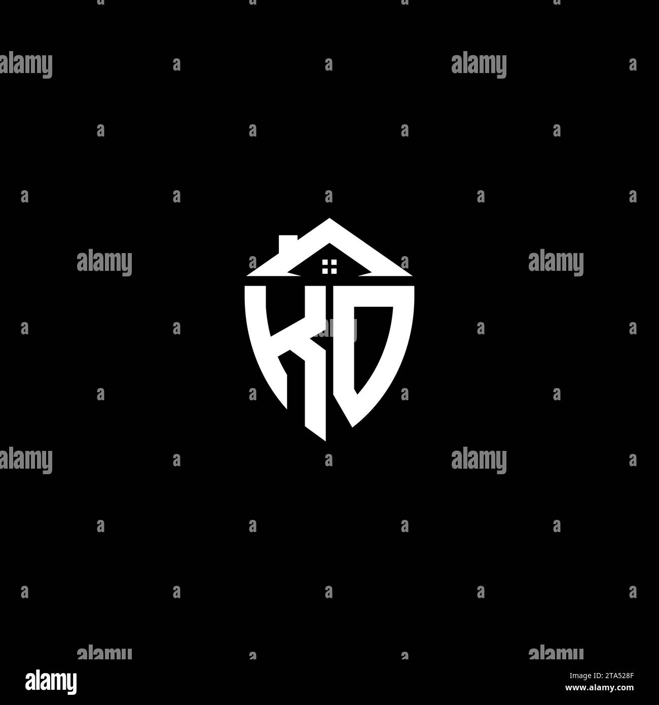KO initials premium shield logo monogram with home designs modern templates Stock Vector