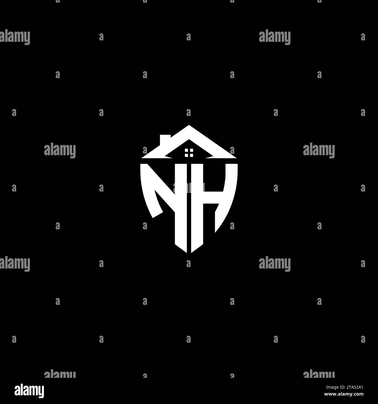 NH initials premium shield logo monogram with home designs modern templates Stock Vector