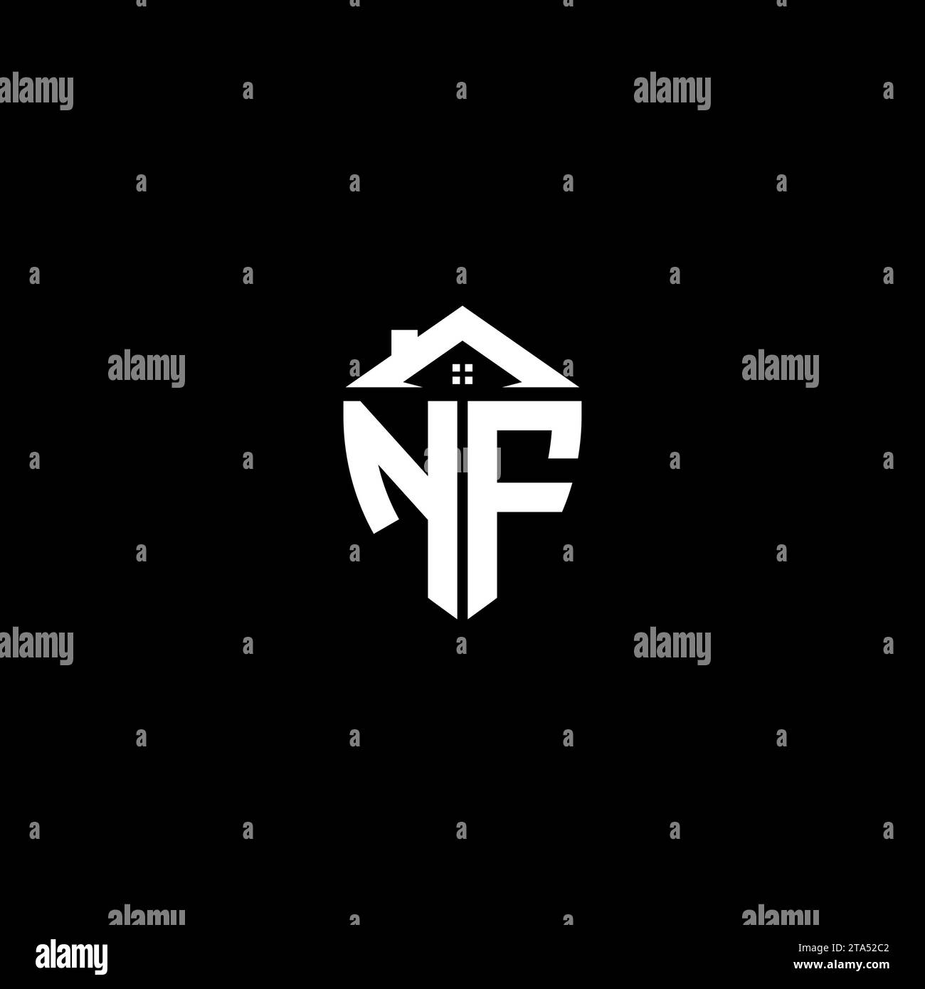 NF initials premium shield logo monogram with home designs modern templates Stock Vector