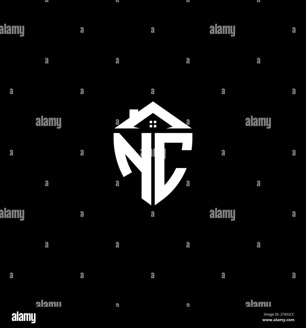 NC initials premium shield logo monogram with home designs modern templates Stock Vector