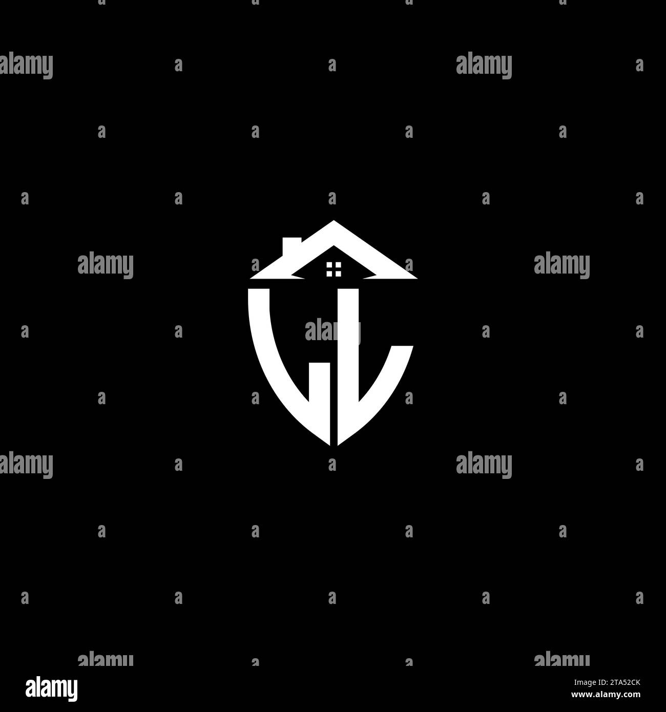 LL initials premium shield logo monogram with home designs modern templates Stock Vector