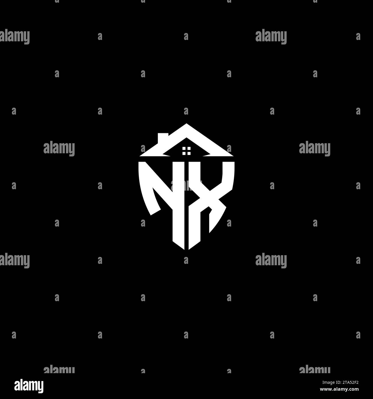 NX initials premium shield logo monogram with home designs modern templates Stock Vector