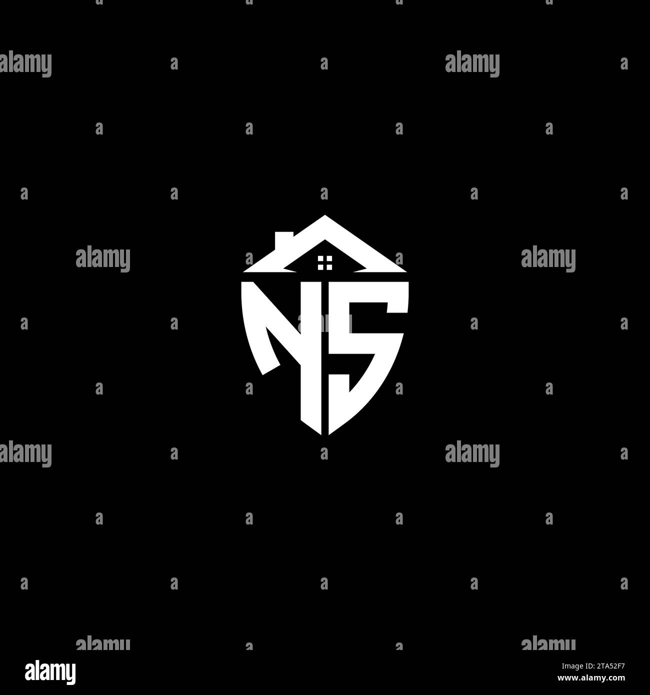 NS initials premium shield logo monogram with home designs modern templates Stock Vector