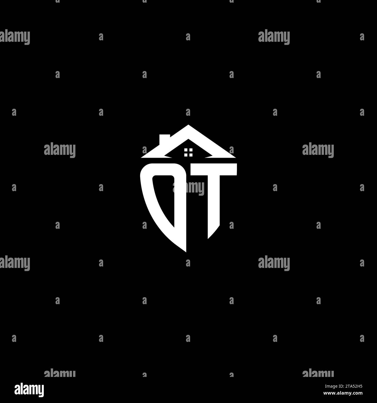 OT initials premium shield logo monogram with home designs modern templates Stock Vector