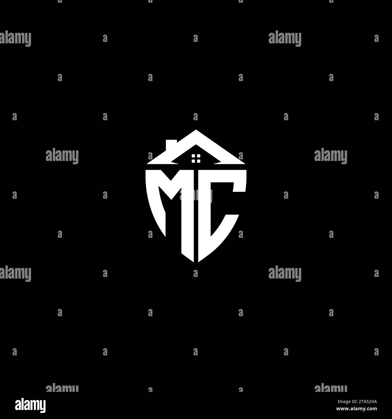 MC initials premium shield logo monogram with home designs modern templates Stock Vector