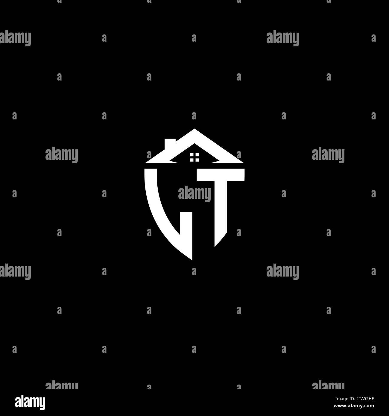 LT initials premium shield logo monogram with home designs modern templates Stock Vector