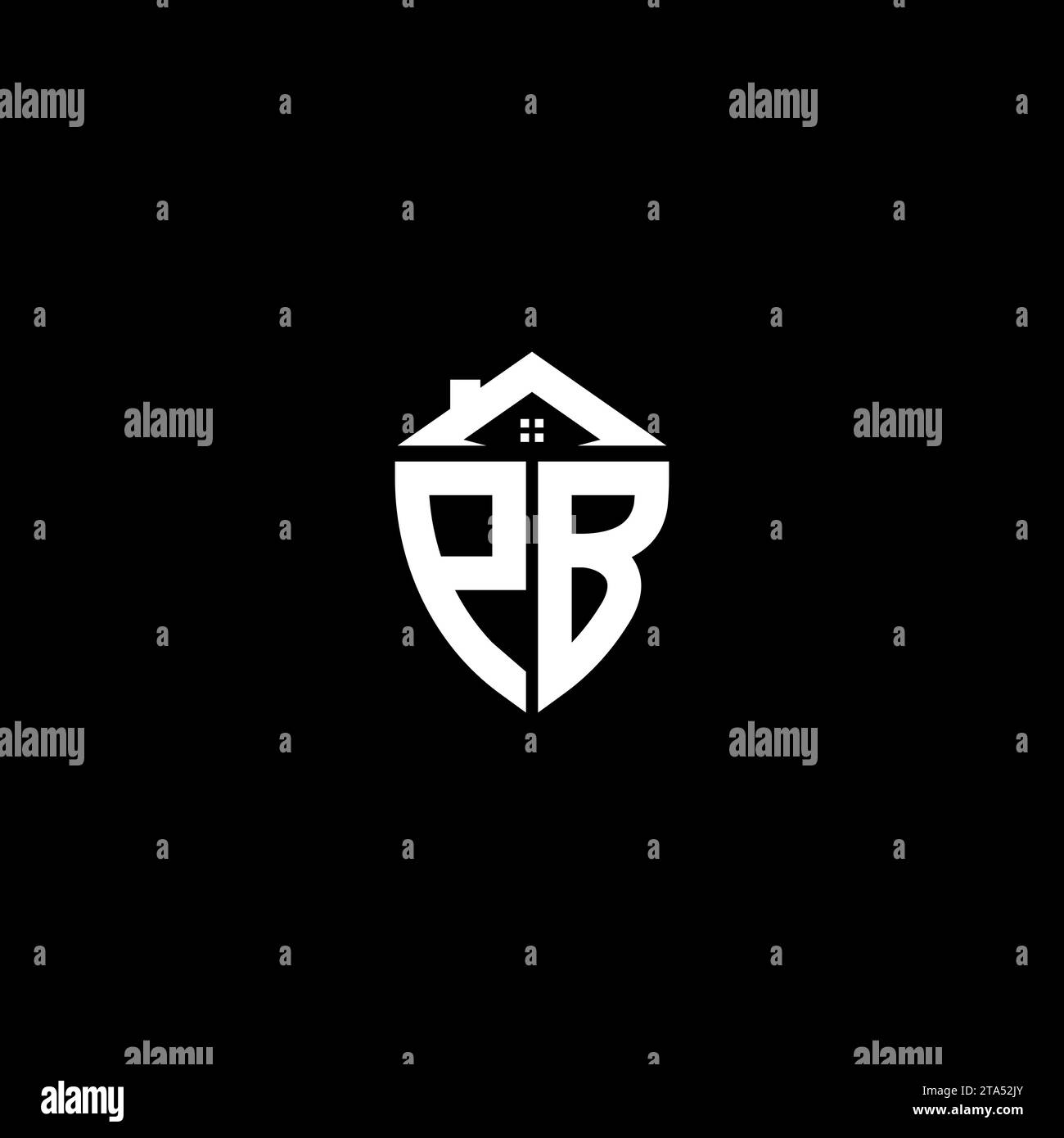 PB initials premium shield logo monogram with home designs modern templates Stock Vector