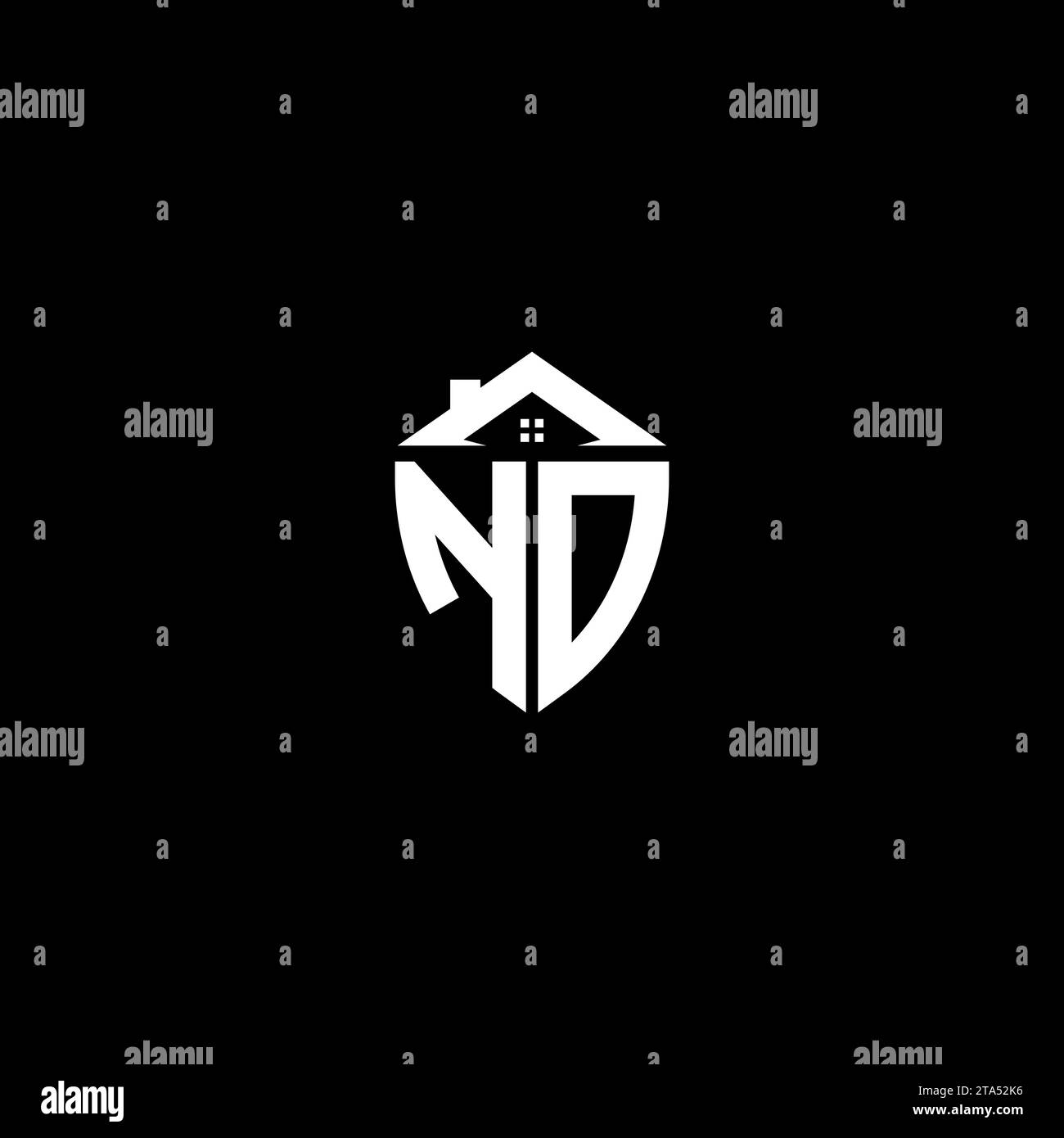 ND initials premium shield logo monogram with home designs modern templates Stock Vector