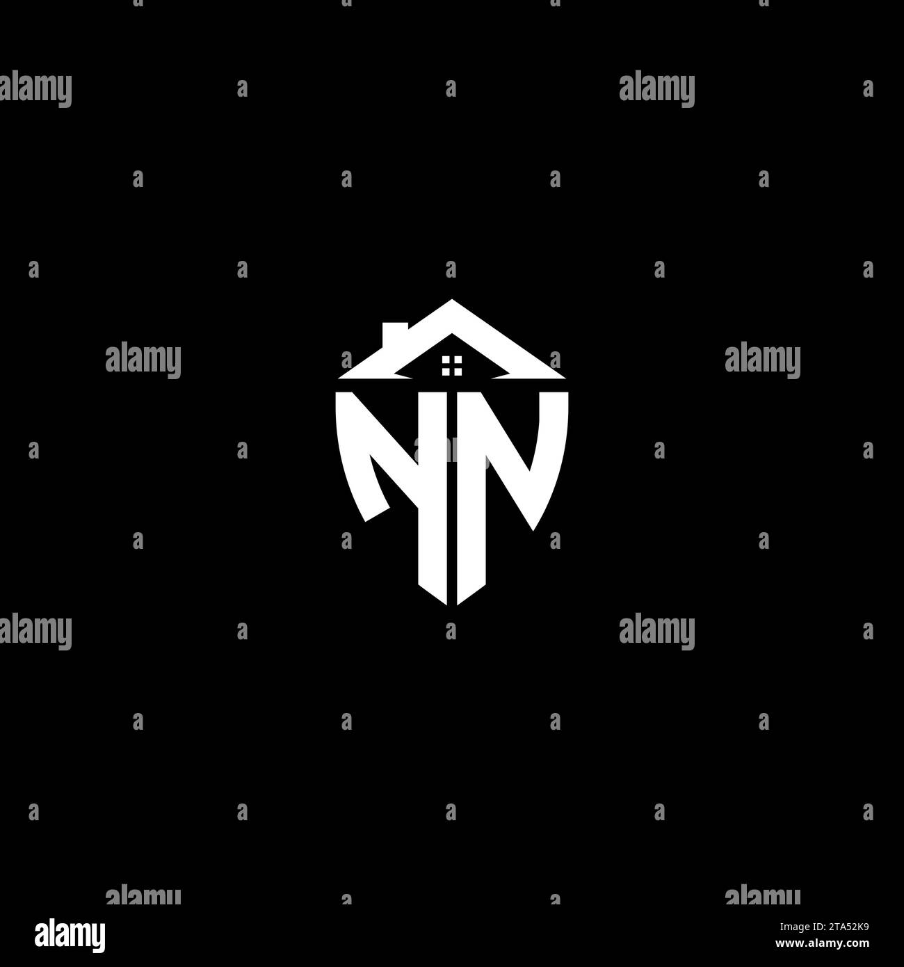 NN initials premium shield logo monogram with home designs modern templates Stock Vector