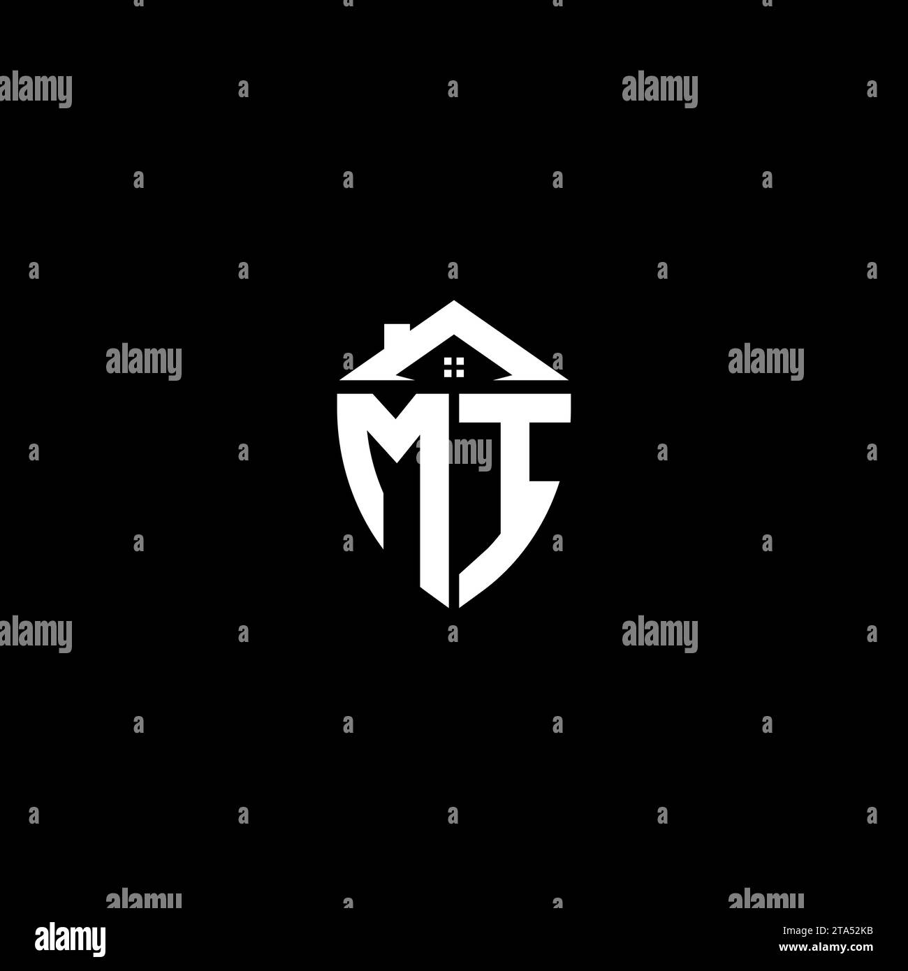 MI initials premium shield logo monogram with home designs modern templates Stock Vector