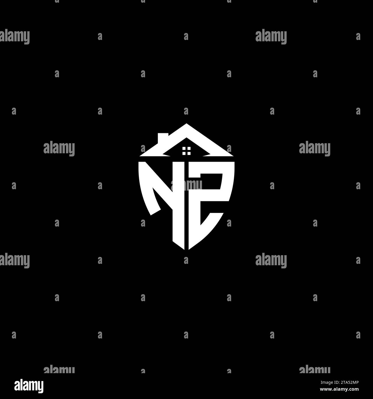 NZ initials premium shield logo monogram with home designs modern templates Stock Vector
