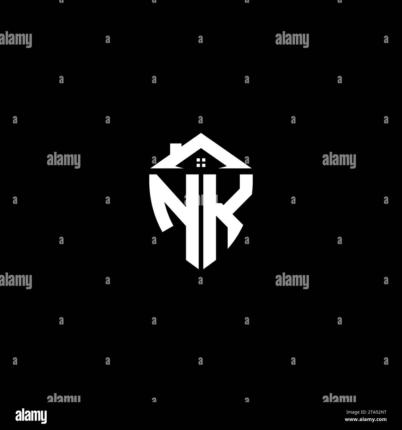 NK initials premium shield logo monogram with home designs modern templates Stock Vector