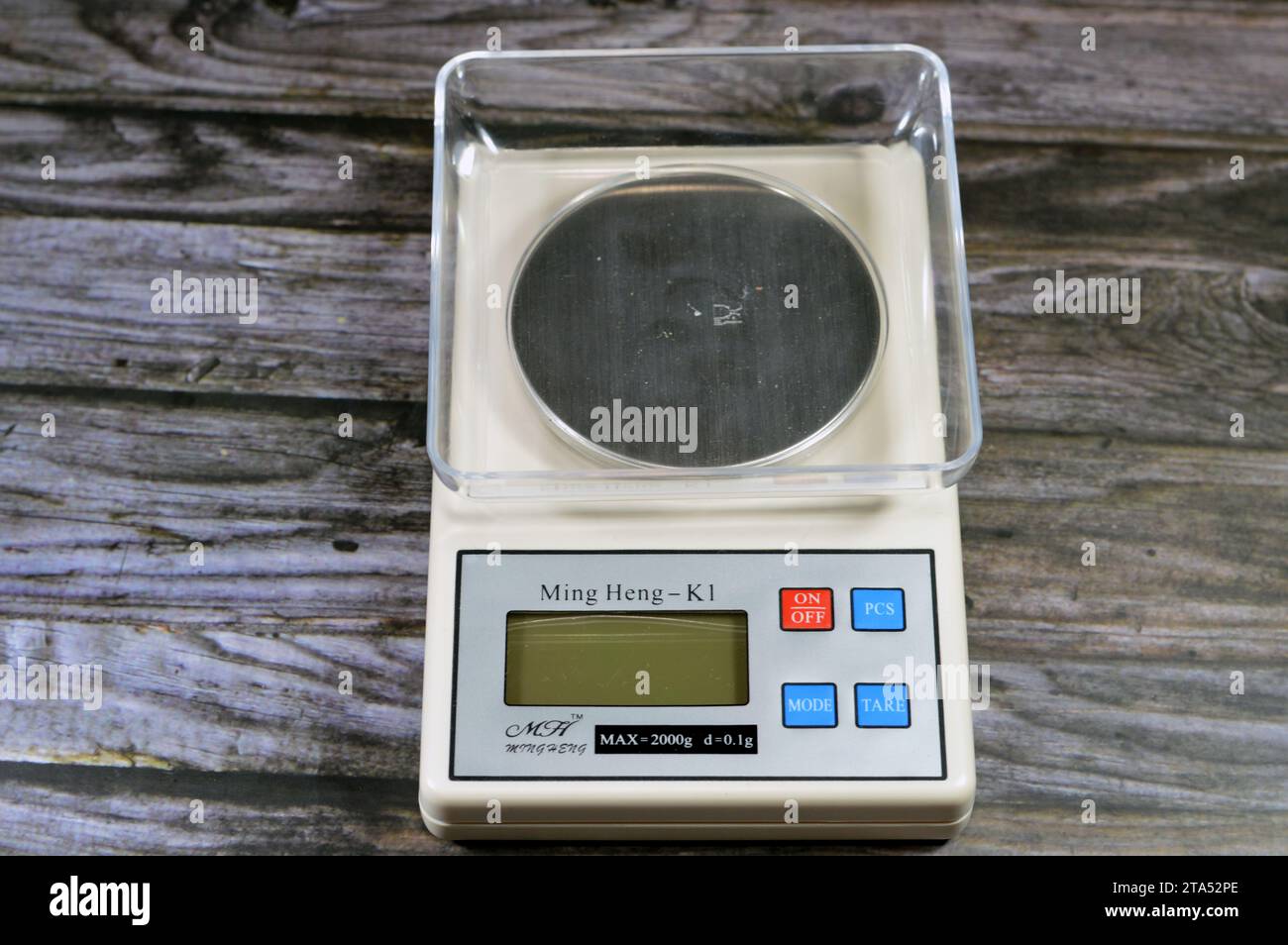 Cairo, Egypt, November 9 2023 A digital Ming Heng K1 scale in grams, electronic digital scale
