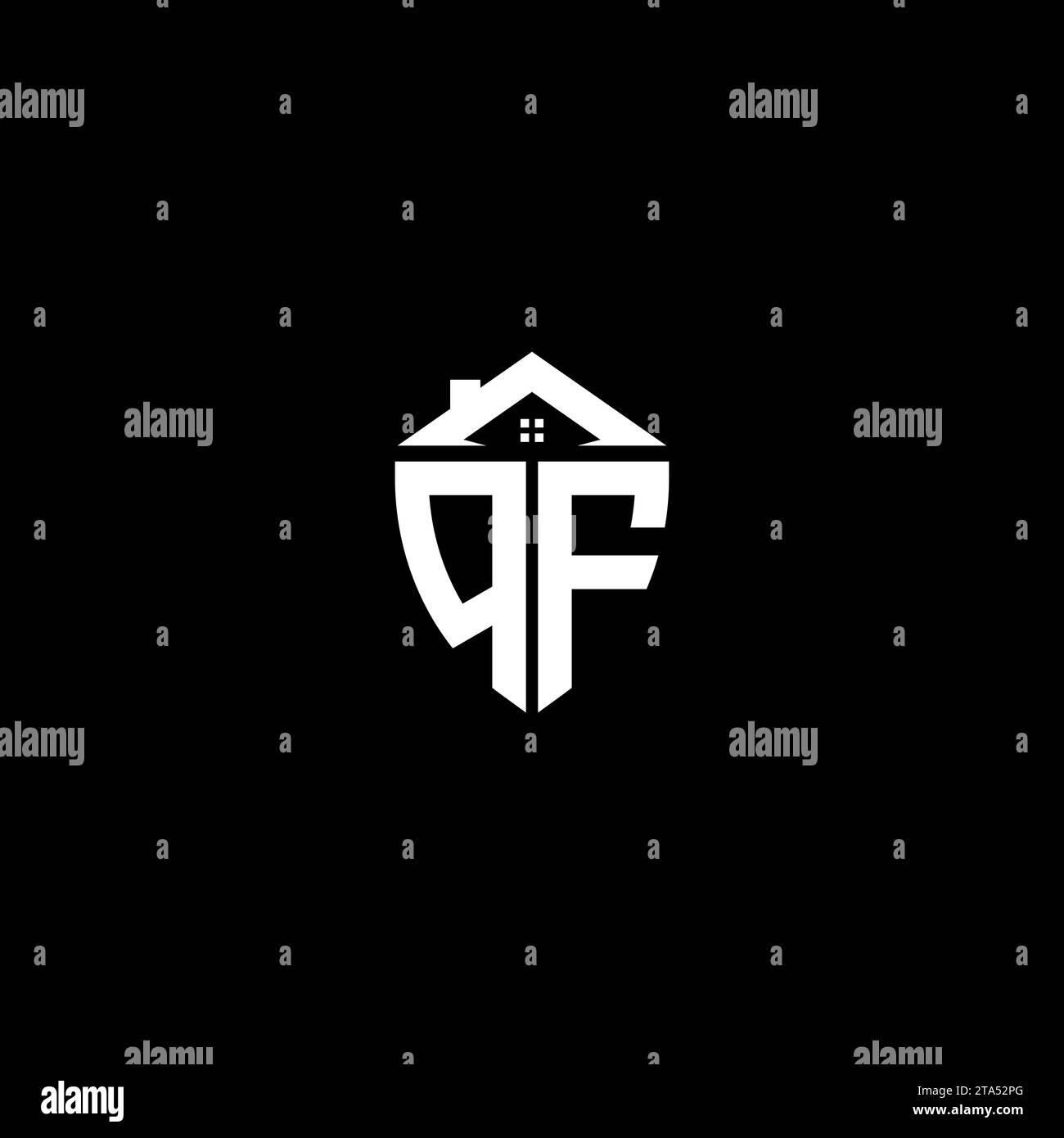 QF initials premium shield logo monogram with home designs modern templates Stock Vector