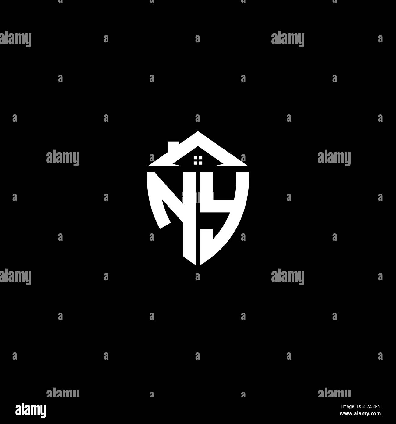 NY initials premium shield logo monogram with home designs modern templates Stock Vector