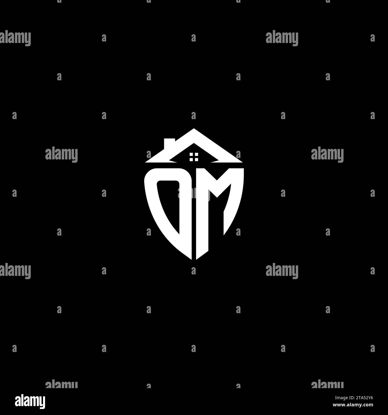 OM initials premium shield logo monogram with home designs modern templates Stock Vector