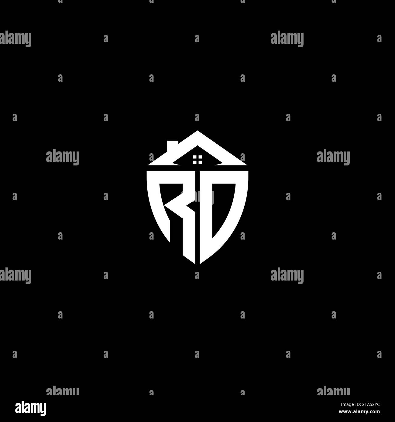 RD initials premium shield logo monogram with home designs modern templates Stock Vector