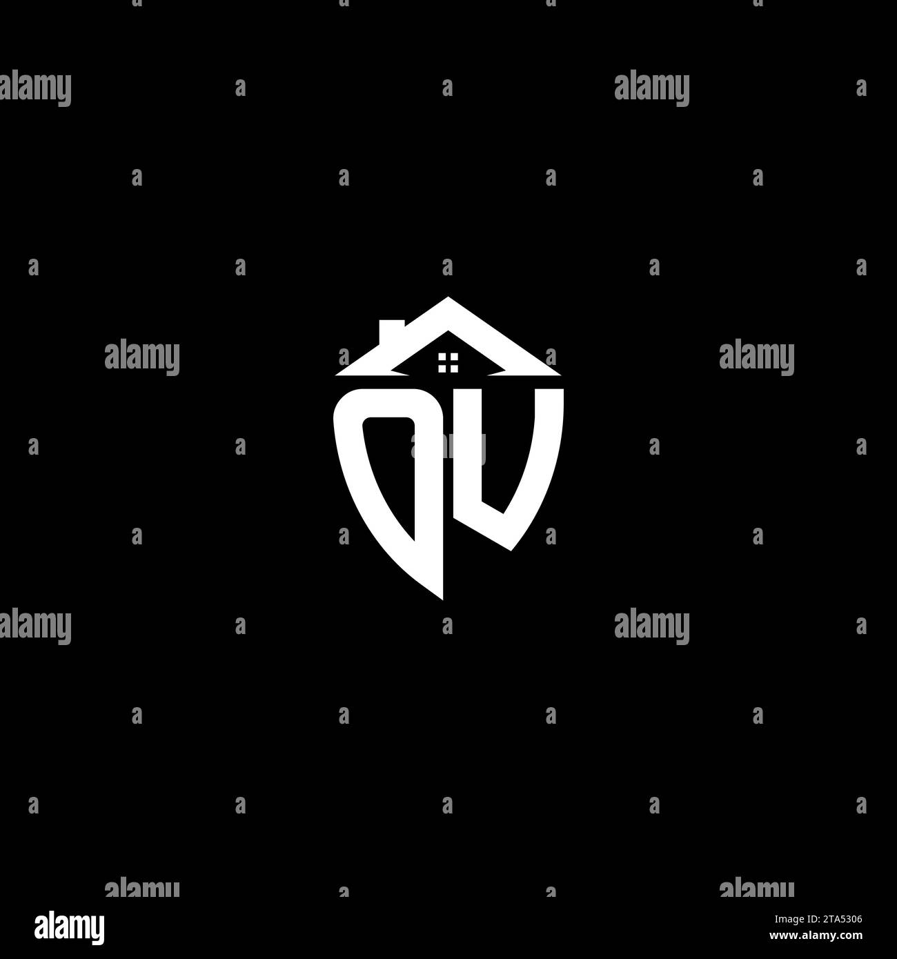 OU initials premium shield logo monogram with home designs modern templates Stock Vector