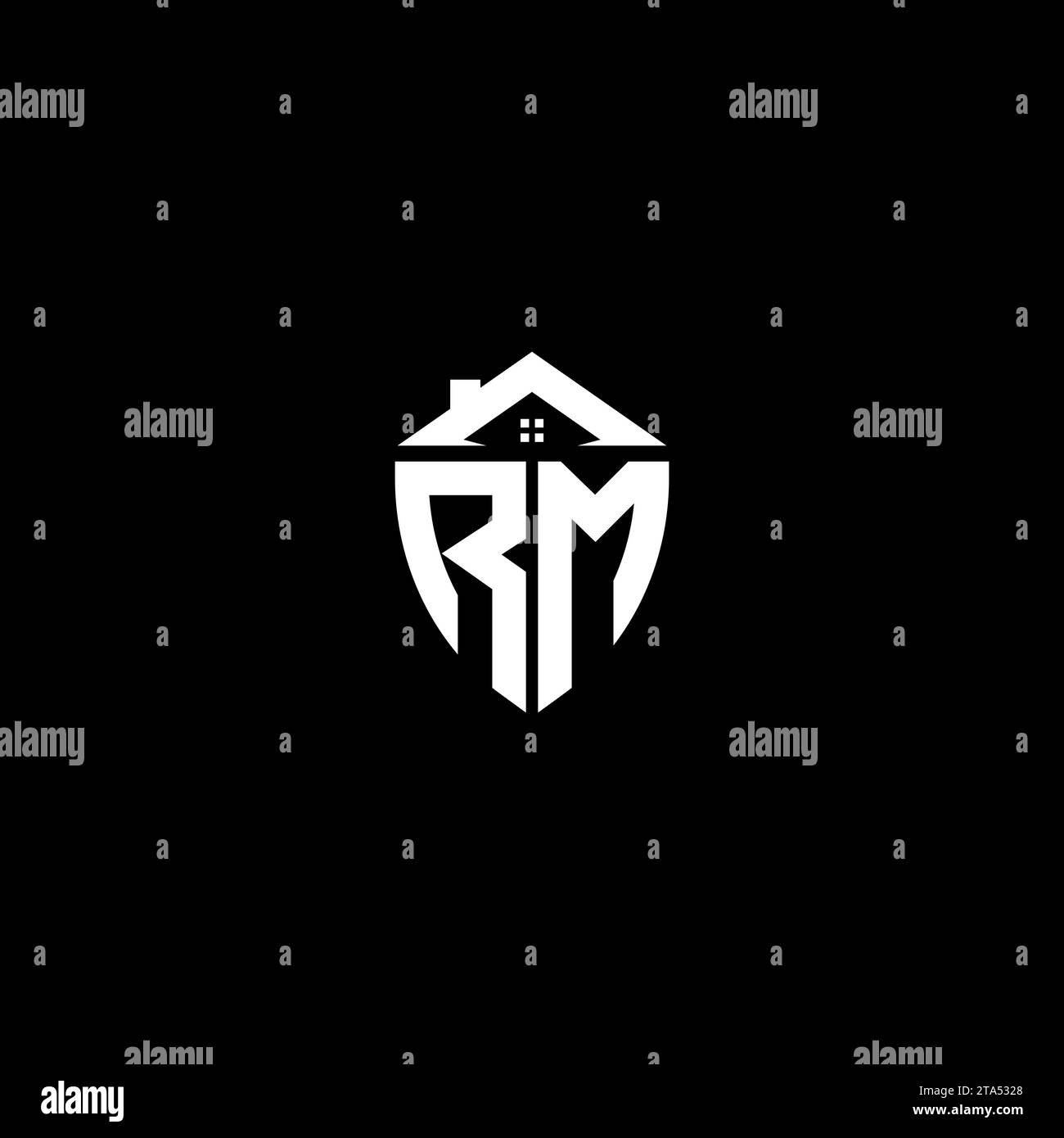 RM initials premium shield logo monogram with home designs modern templates Stock Vector
