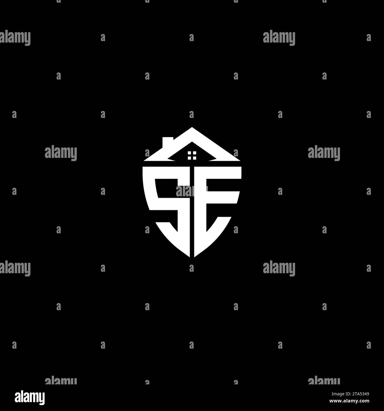 SE initials premium shield logo monogram with home designs modern templates Stock Vector