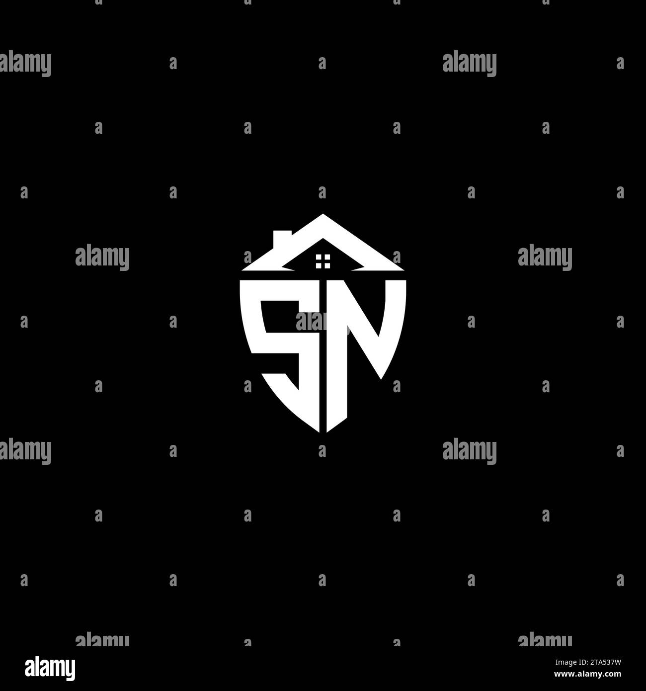 SN initials premium shield logo monogram with home designs modern templates Stock Vector