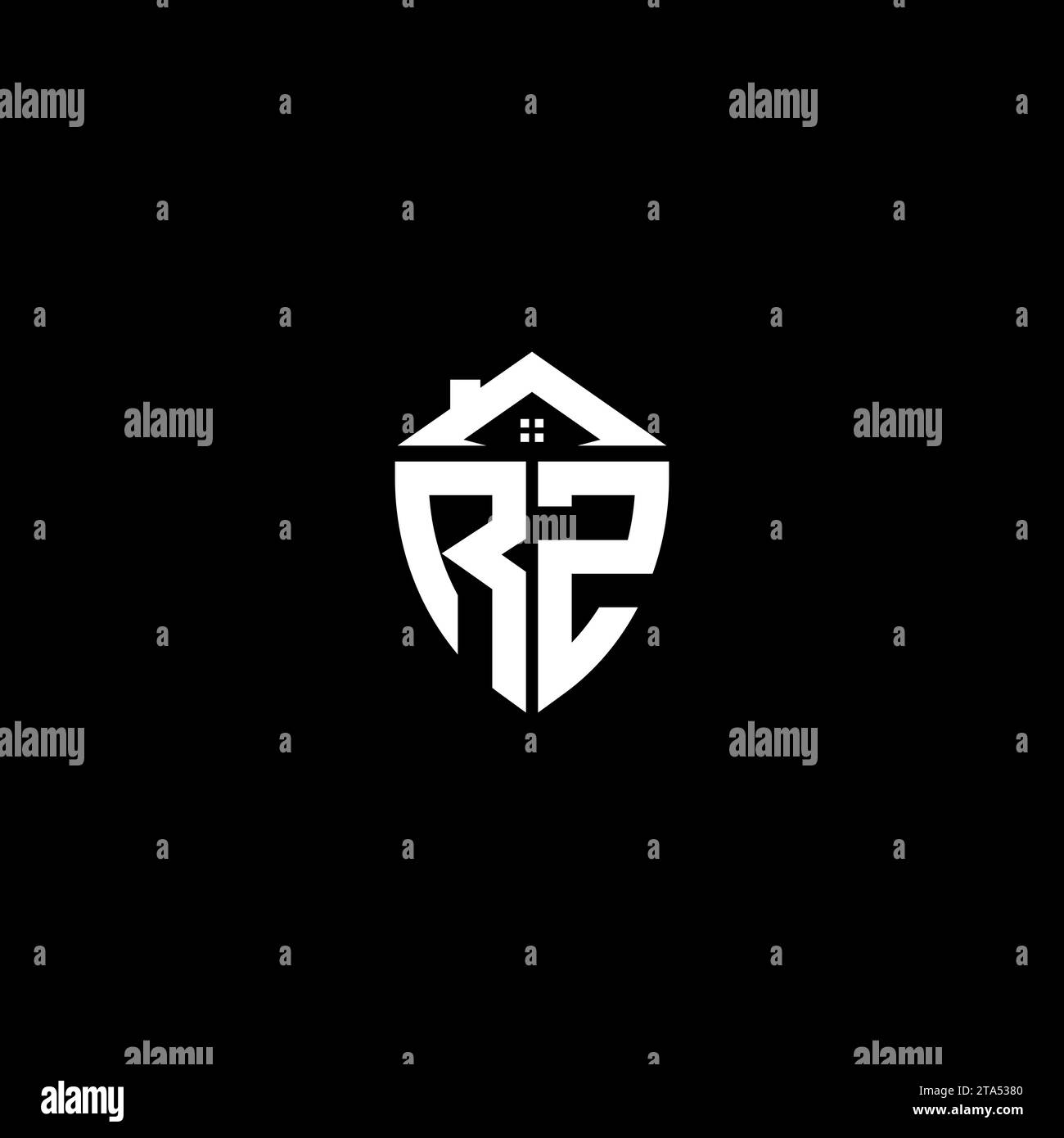 RZ initials premium shield logo monogram with home designs modern templates Stock Vector
