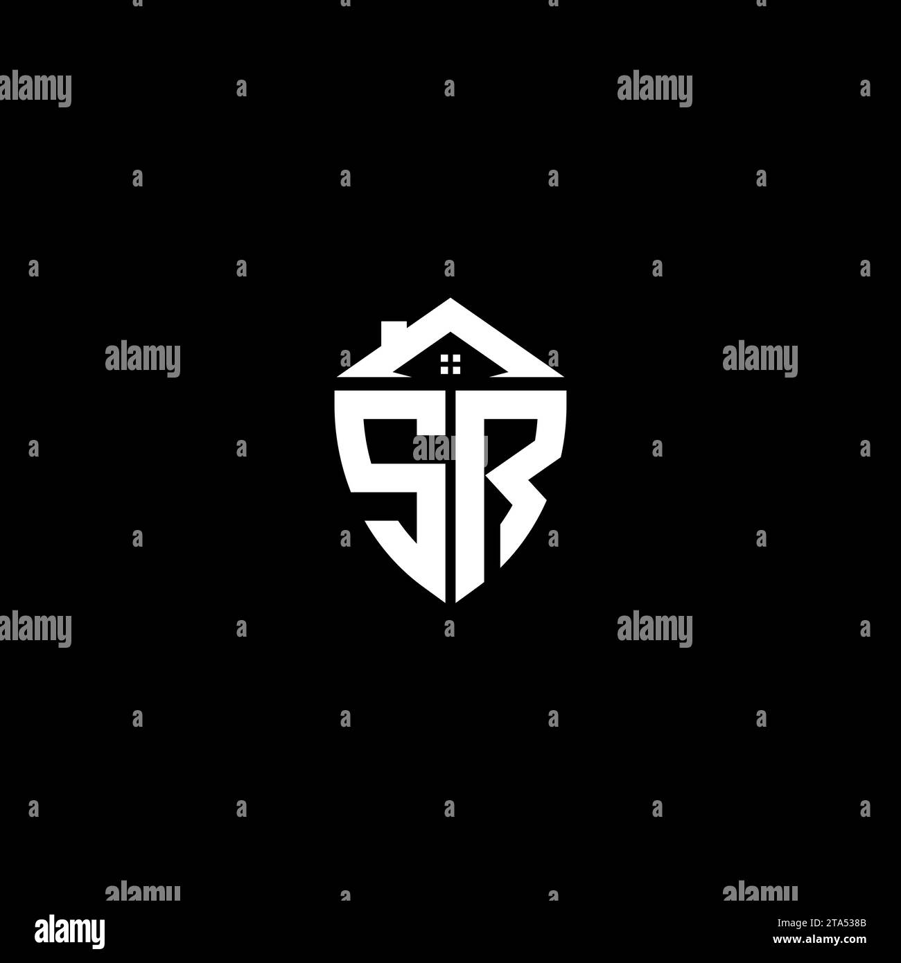 SR initials premium shield logo monogram with home designs modern templates Stock Vector