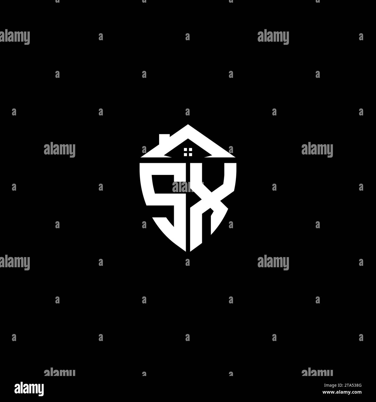 SX initials premium shield logo monogram with home designs modern templates Stock Vector