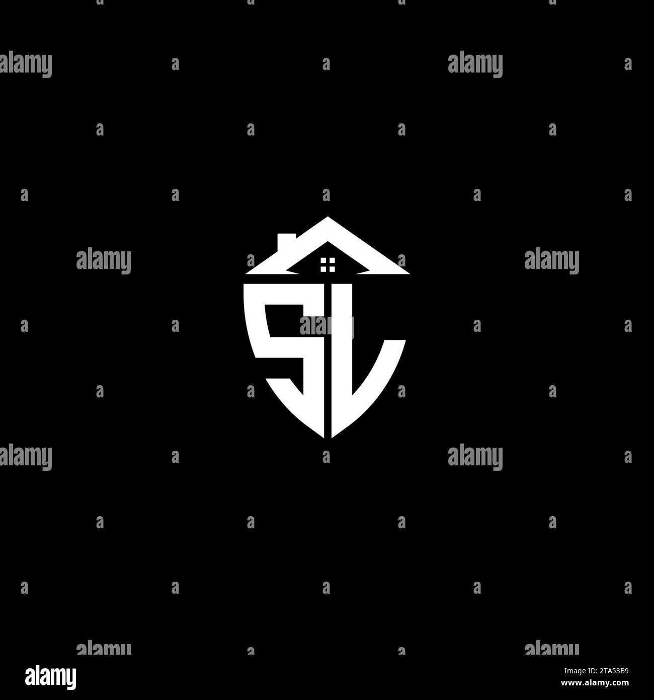 SL initials premium shield logo monogram with home designs modern templates Stock Vector