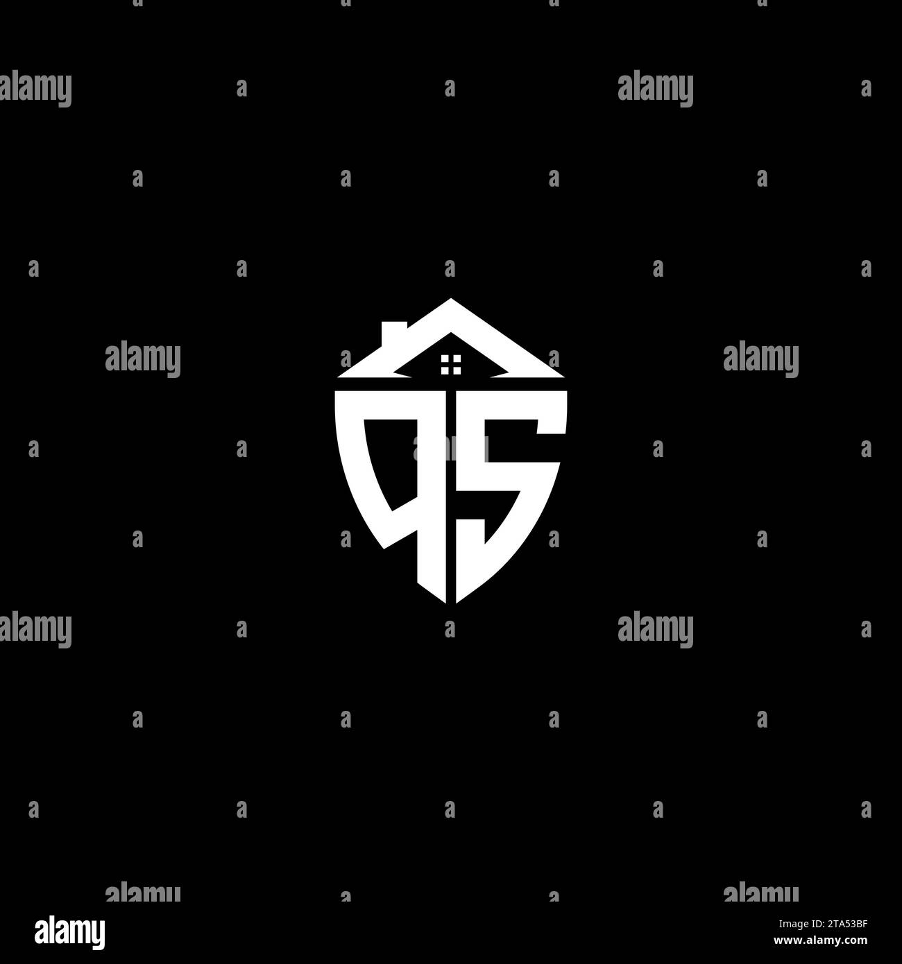 QS initials premium shield logo monogram with home designs modern templates Stock Vector