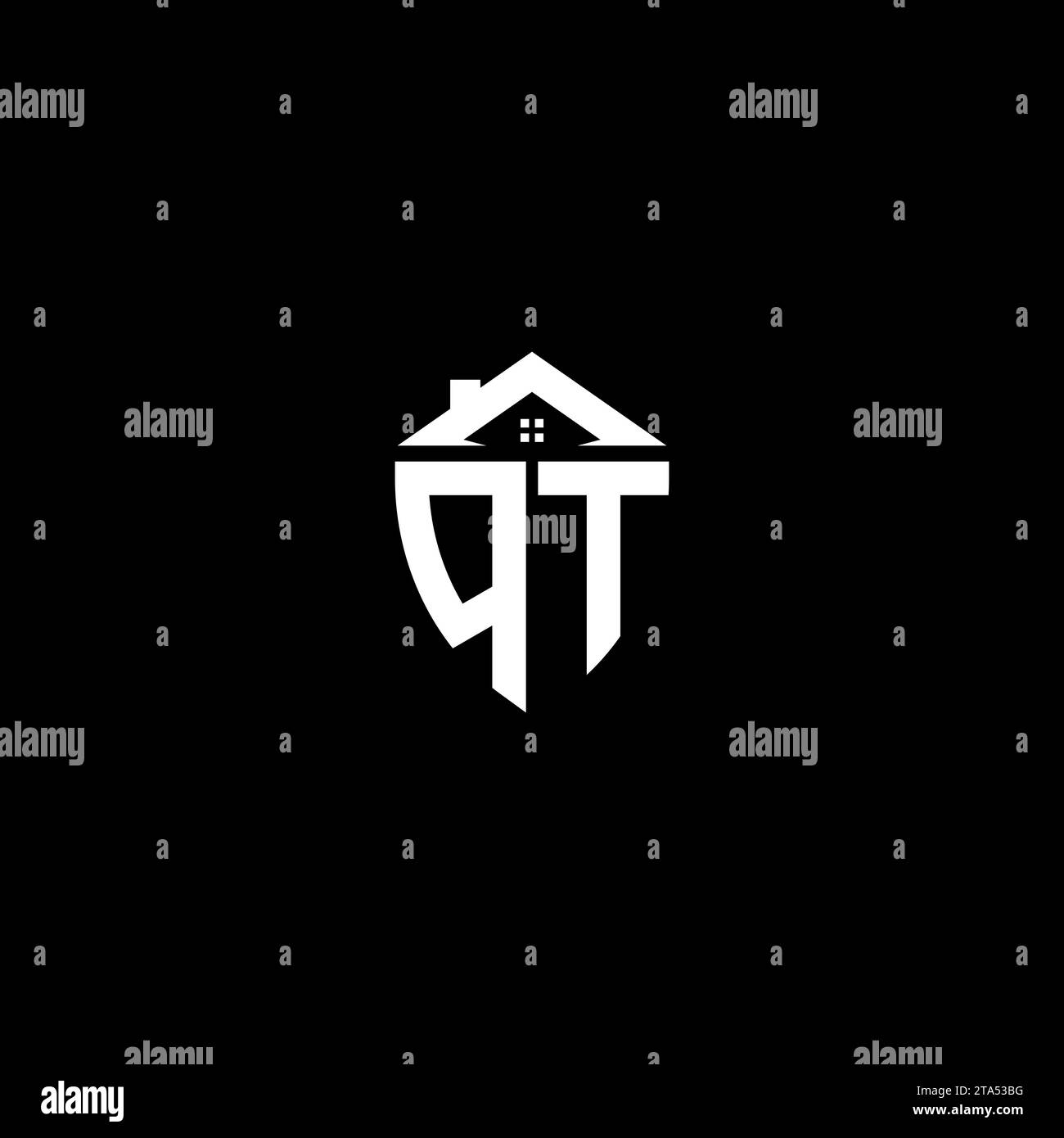 QT initials premium shield logo monogram with home designs modern templates Stock Vector