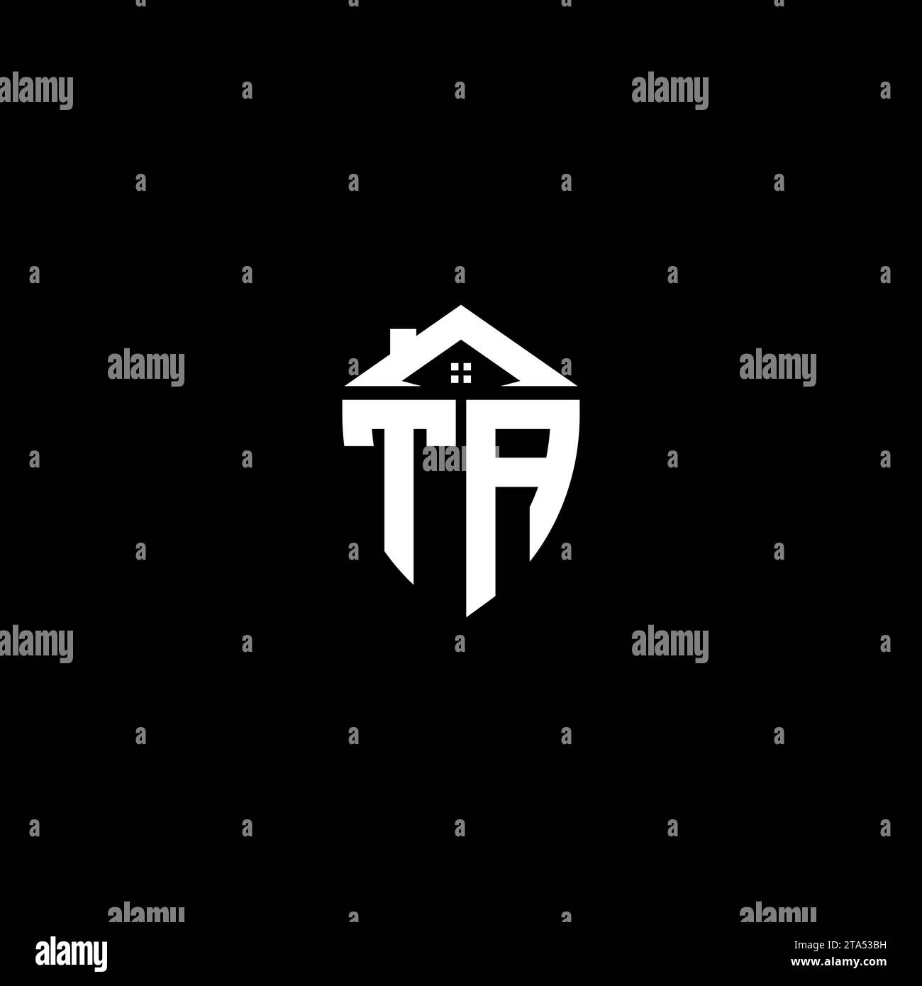 TA initials premium shield logo monogram with home designs modern templates Stock Vector