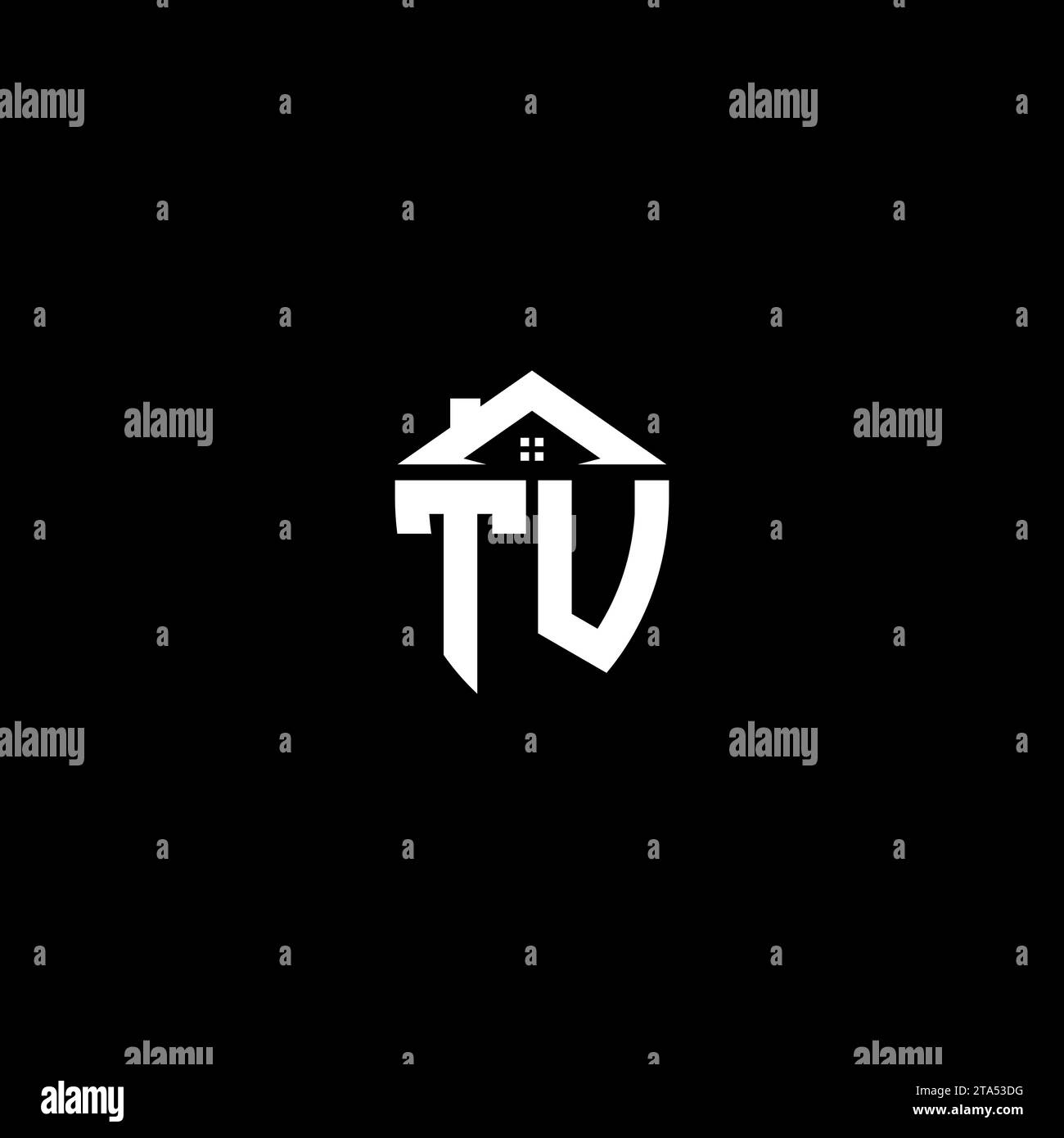 TU initials premium shield logo monogram with home designs modern templates Stock Vector