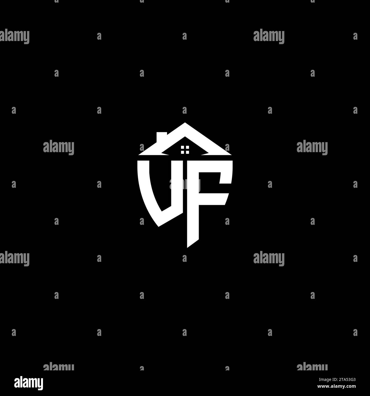 UF initials premium shield logo monogram with home designs modern templates Stock Vector