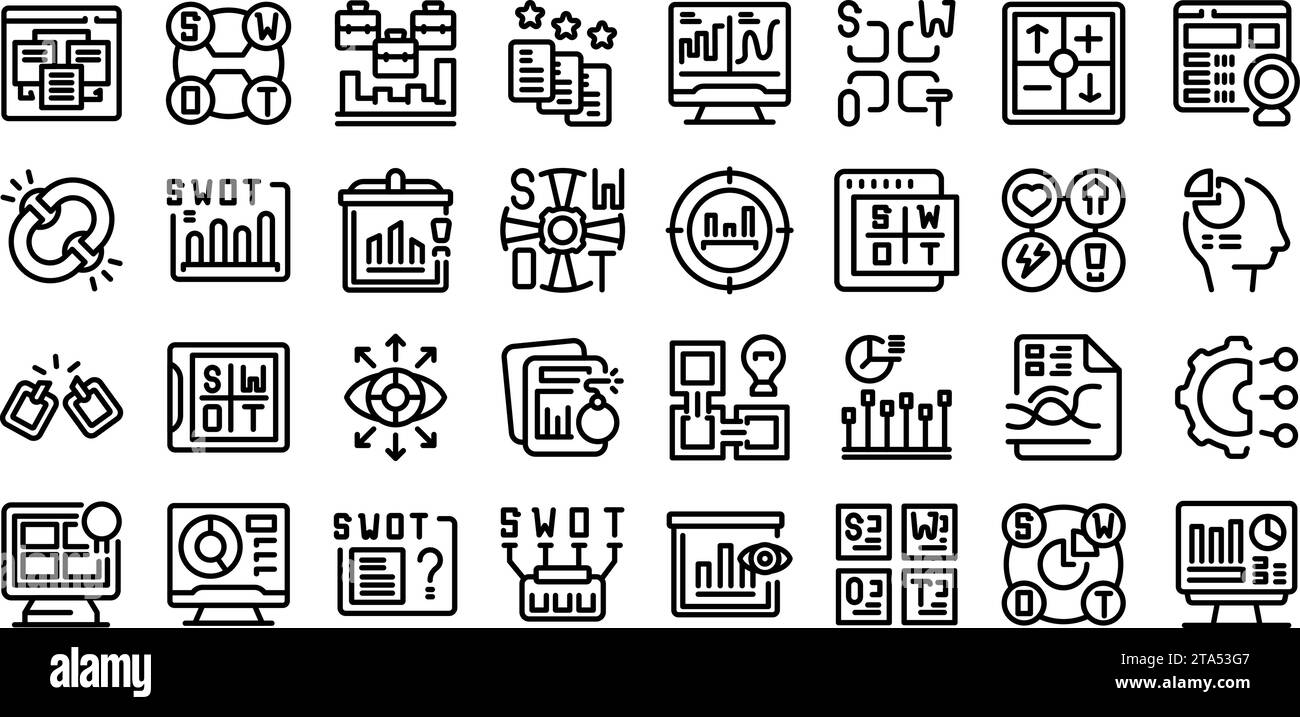 Swot analysis icons set outline vector. Structure element perfect ...