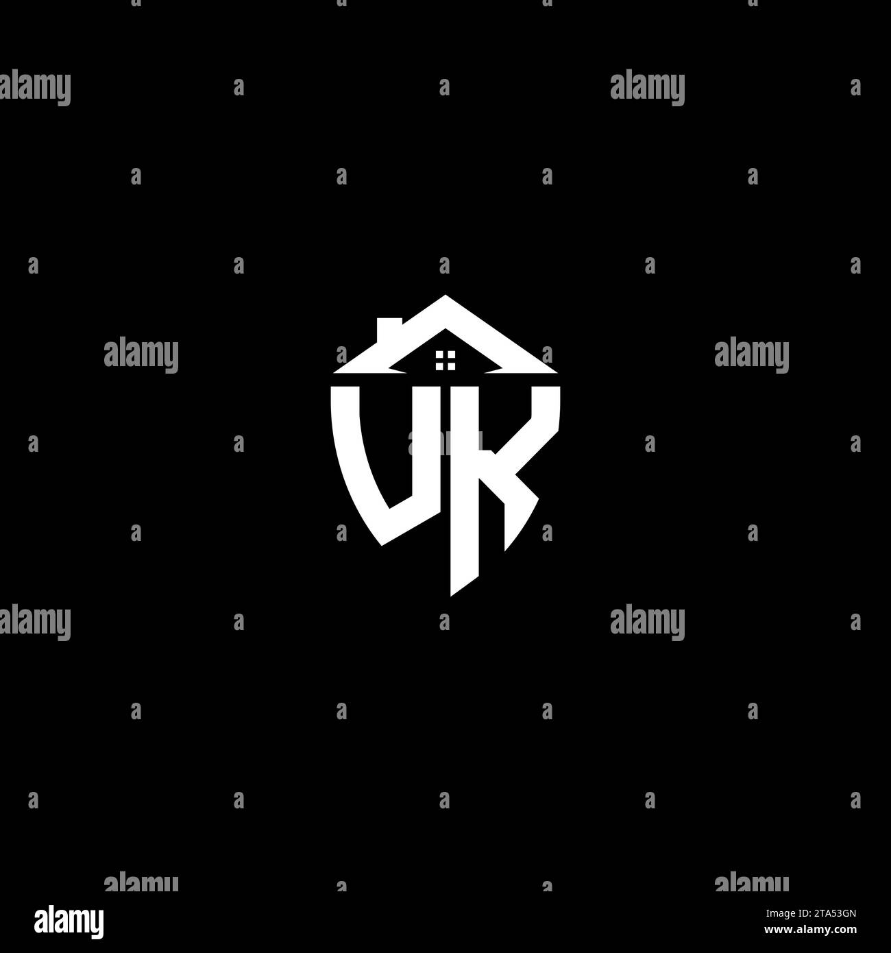 UK initials premium shield logo monogram with home designs modern templates Stock Vector