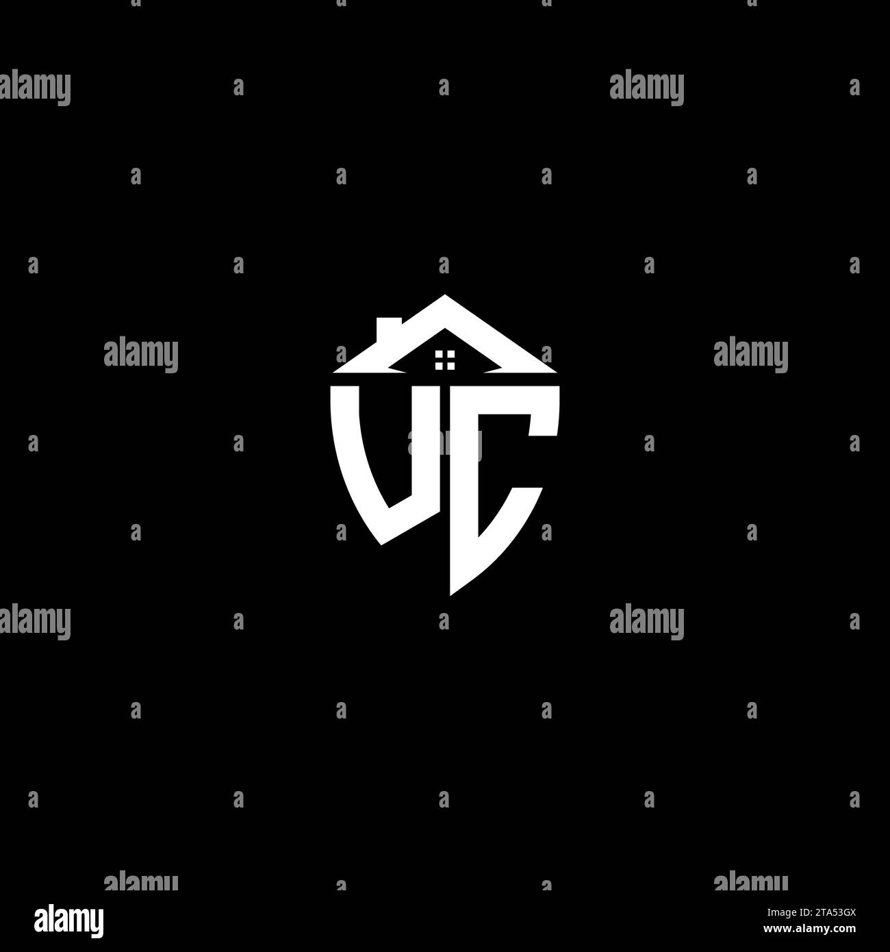 UC initials premium shield logo monogram with home designs modern templates Stock Vector