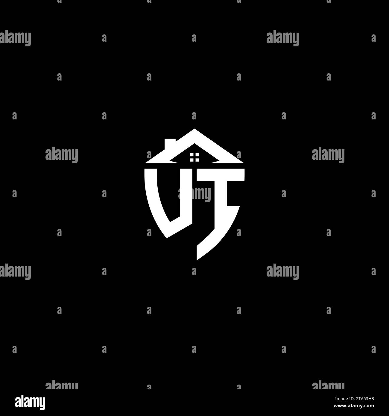UI initials premium shield logo monogram with home designs modern templates Stock Vector