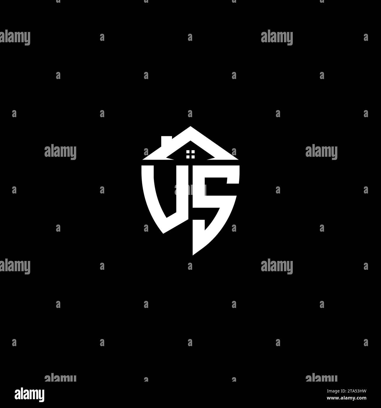 US initials premium shield logo monogram with home designs modern templates Stock Vector
