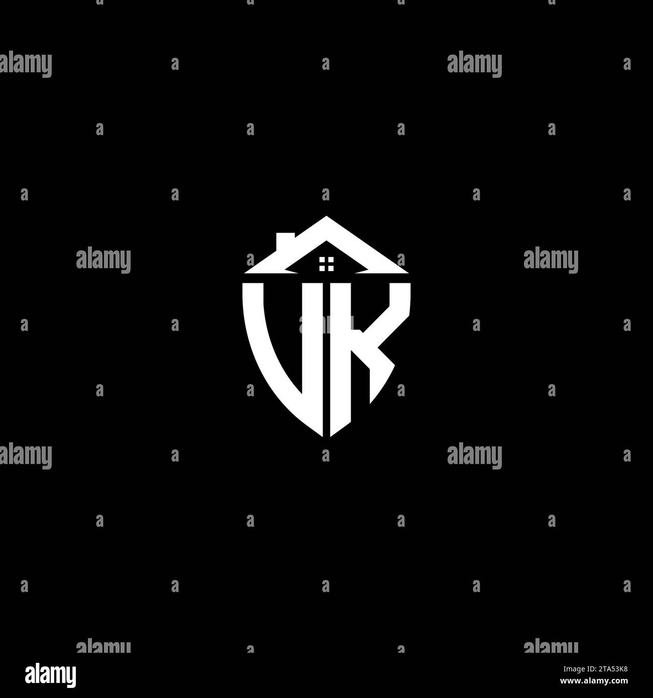 VK initials premium shield logo monogram with home designs modern templates Stock Vector