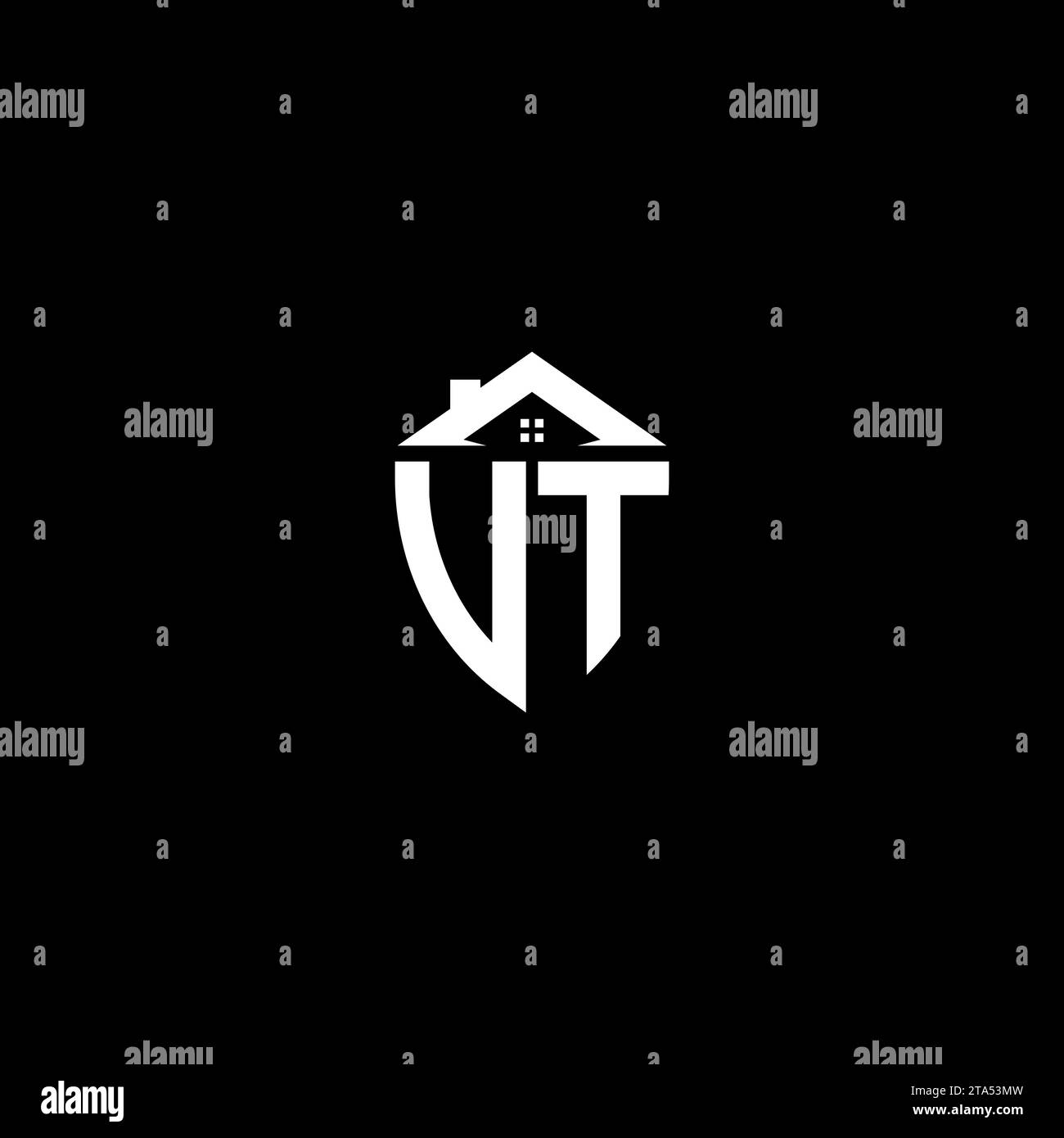 VT initials premium shield logo monogram with home designs modern templates Stock Vector