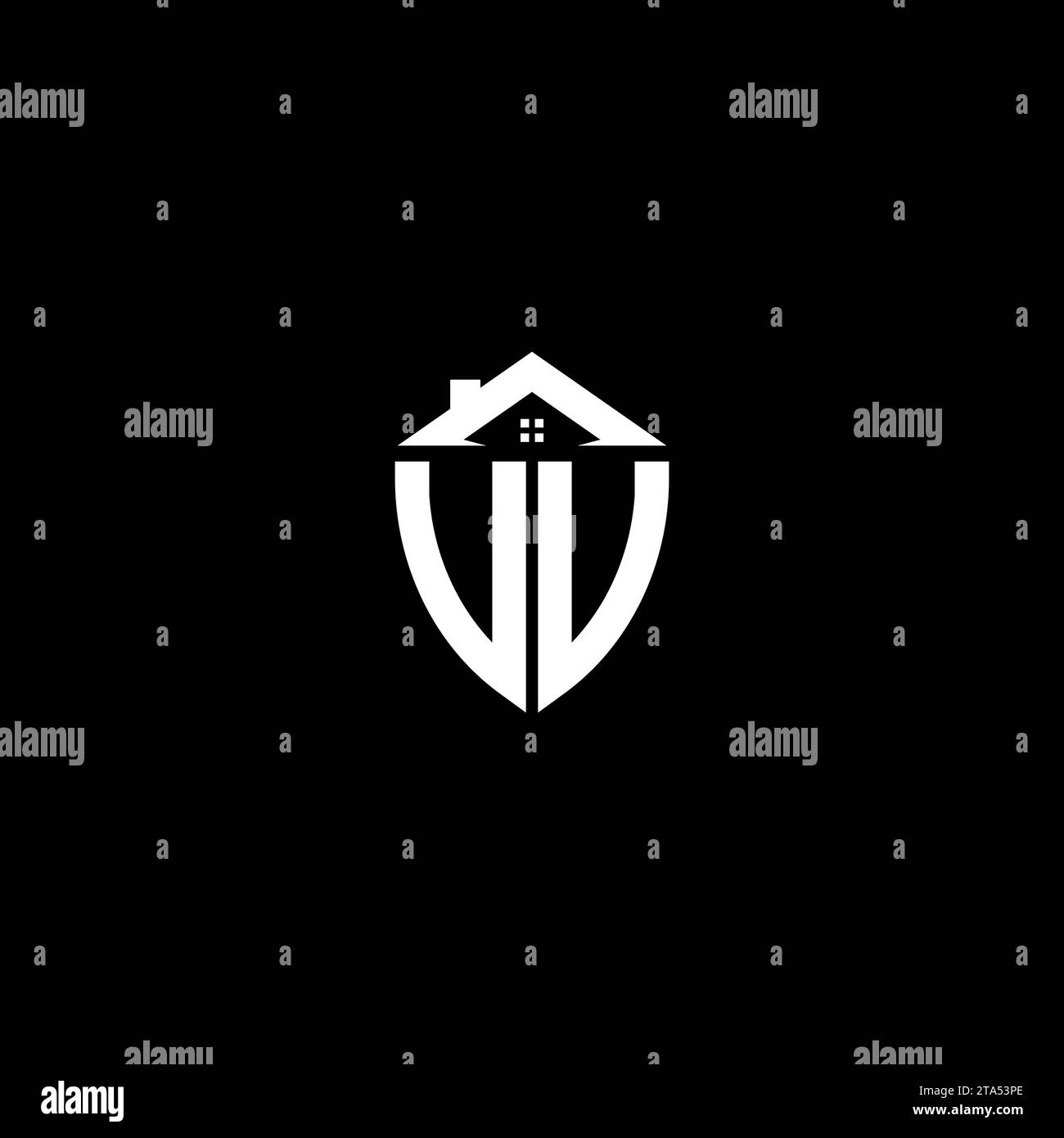 VV initials premium shield logo monogram with home designs modern templates Stock Vector