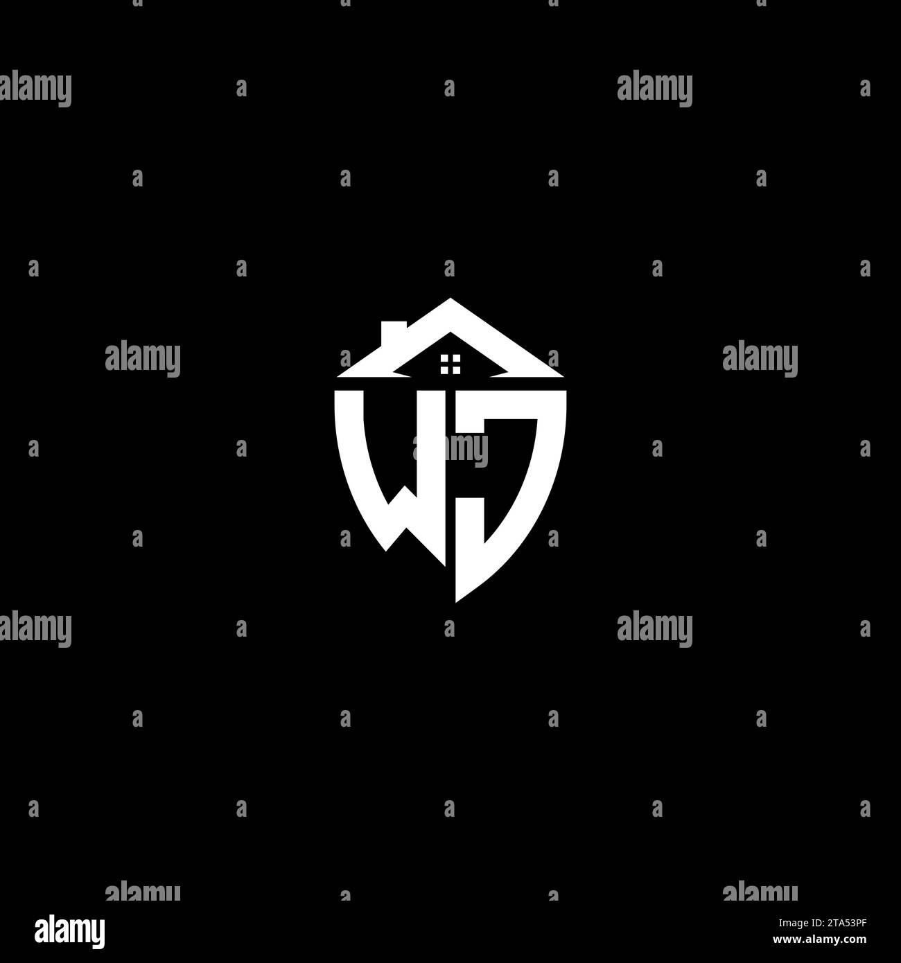 WJ initials premium shield logo monogram with home designs modern templates Stock Vector