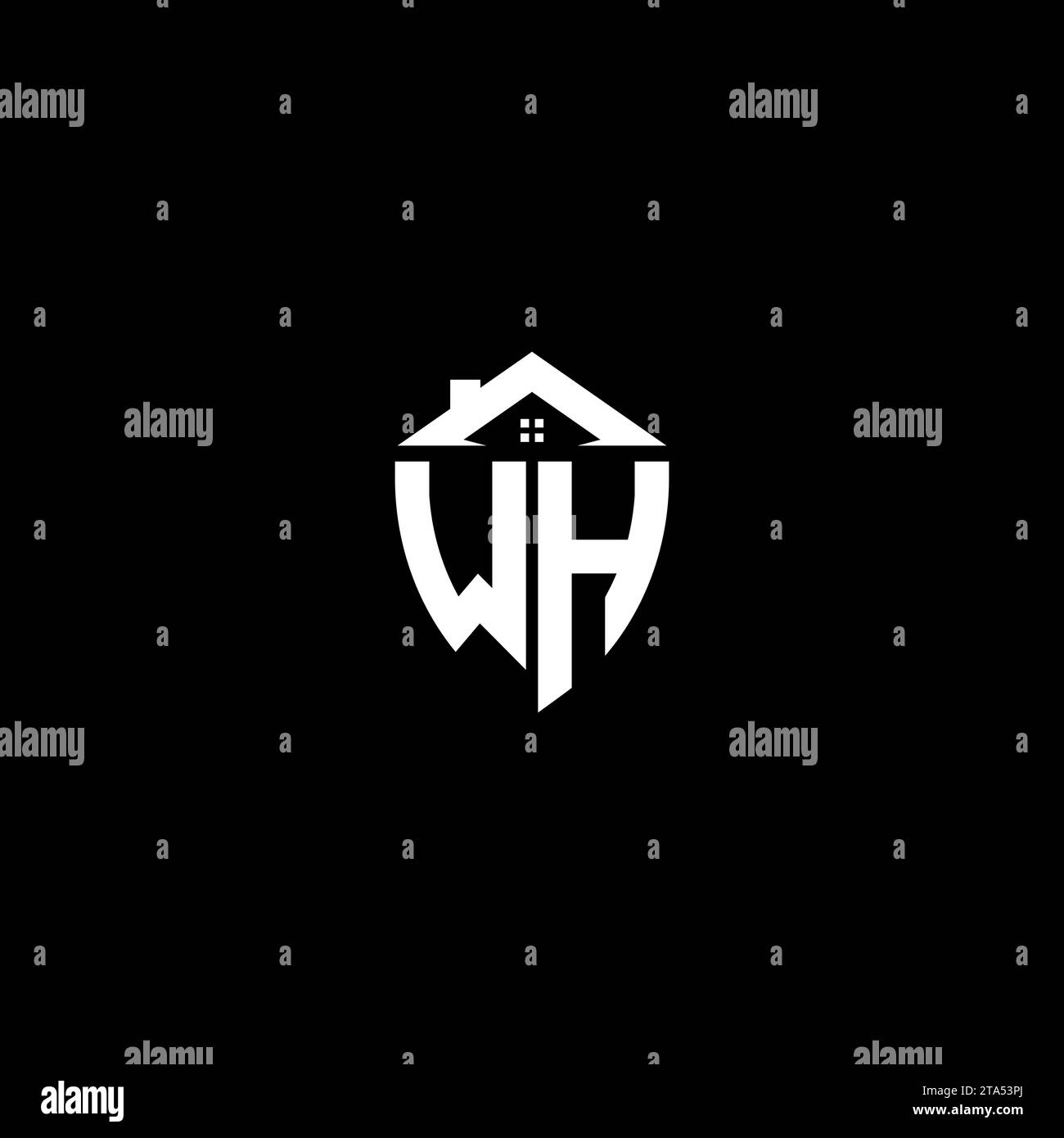 WH initials premium shield logo monogram with home designs modern templates Stock Vector