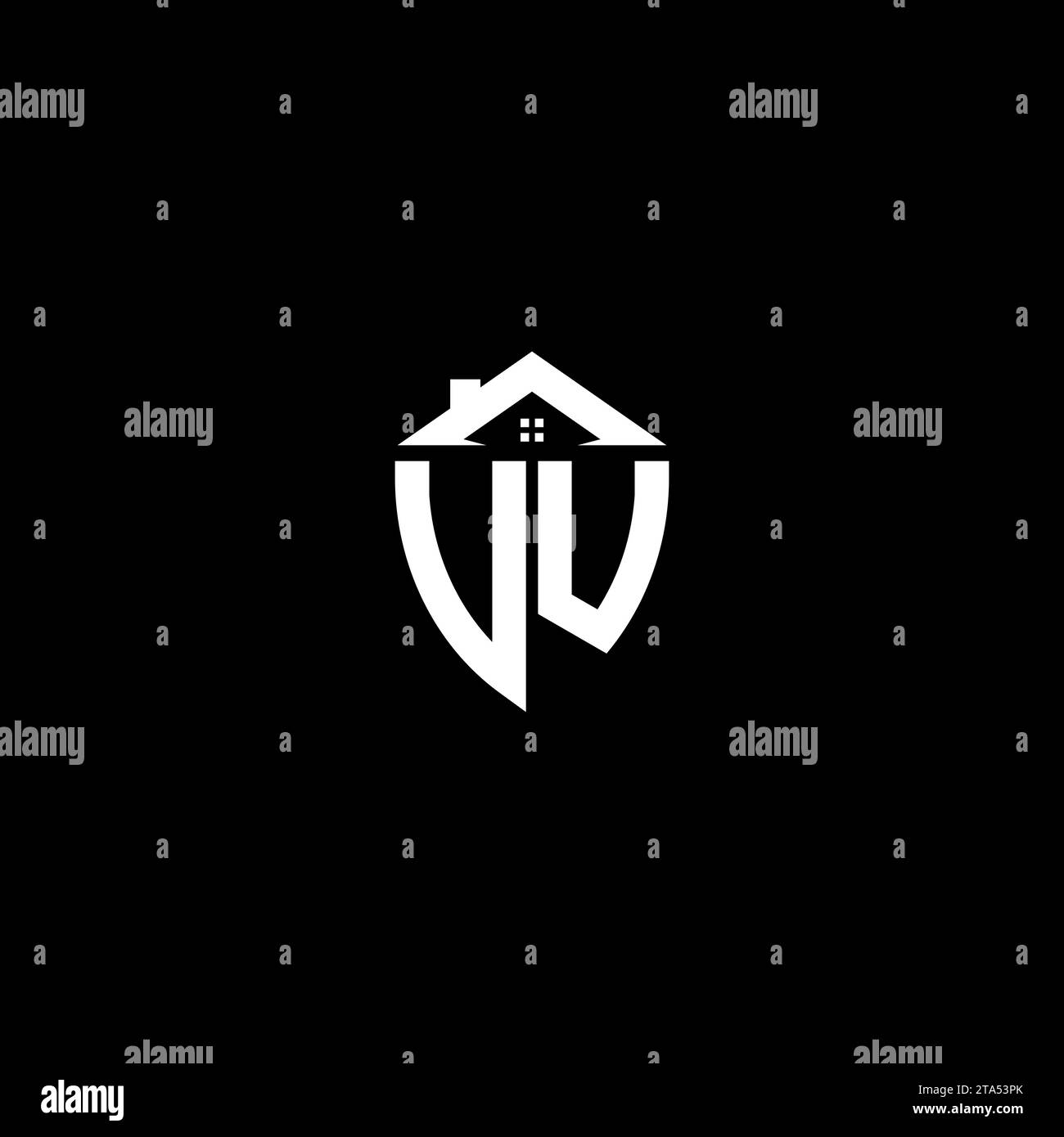 VU initials premium shield logo monogram with home designs modern templates Stock Vector