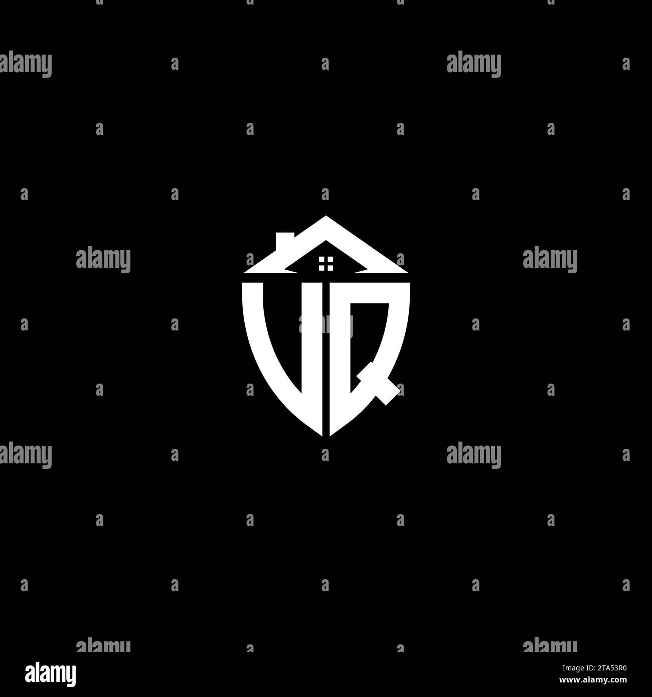 VQ initials premium shield logo monogram with home designs modern templates Stock Vector