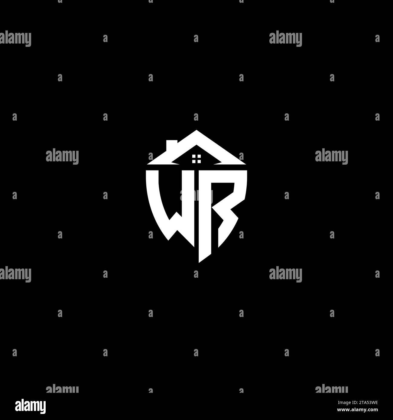WR initials premium shield logo monogram with home designs modern templates Stock Vector