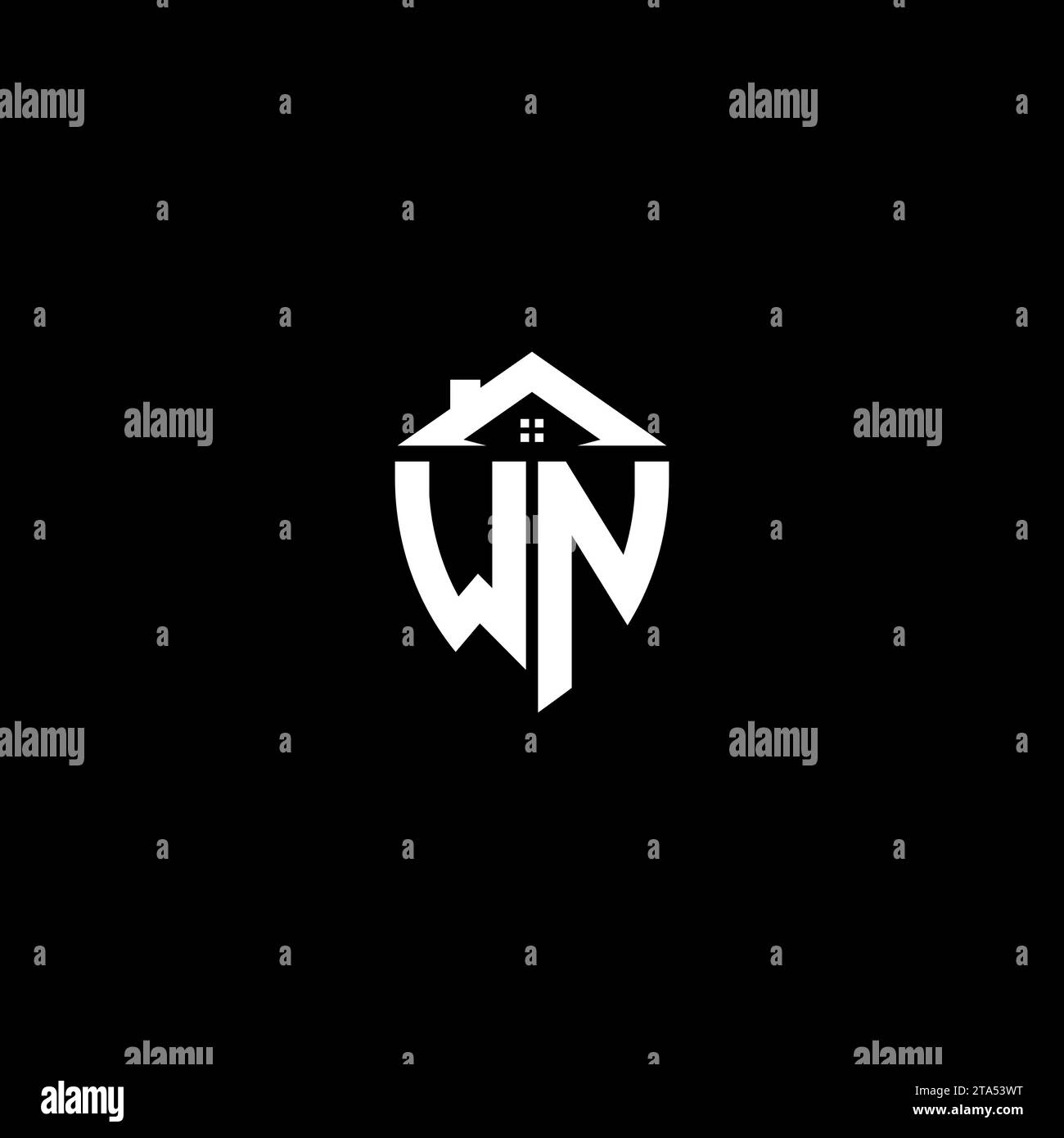 WN initials premium shield logo monogram with home designs modern templates Stock Vector