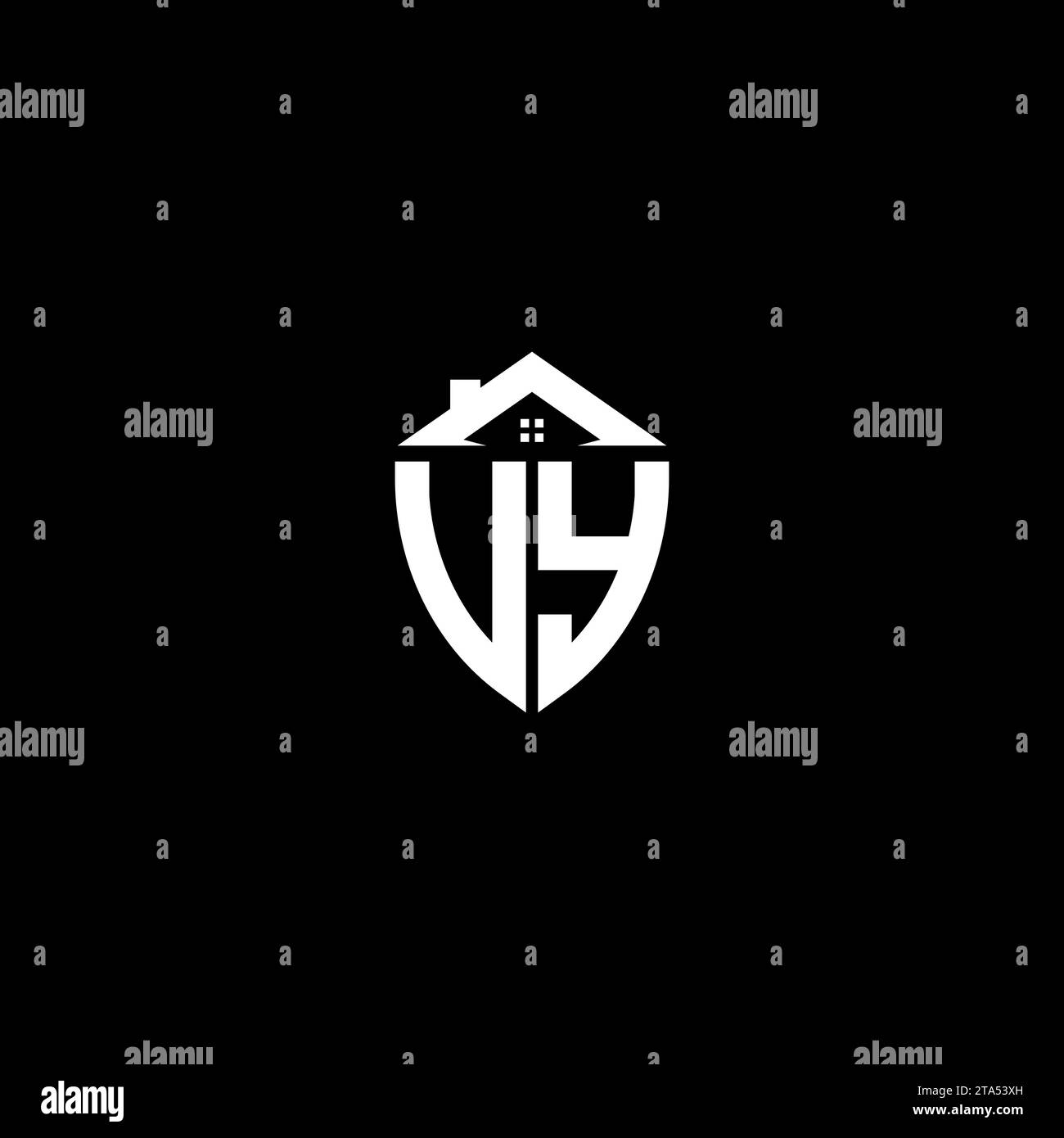VY initials premium shield logo monogram with home designs modern templates Stock Vector